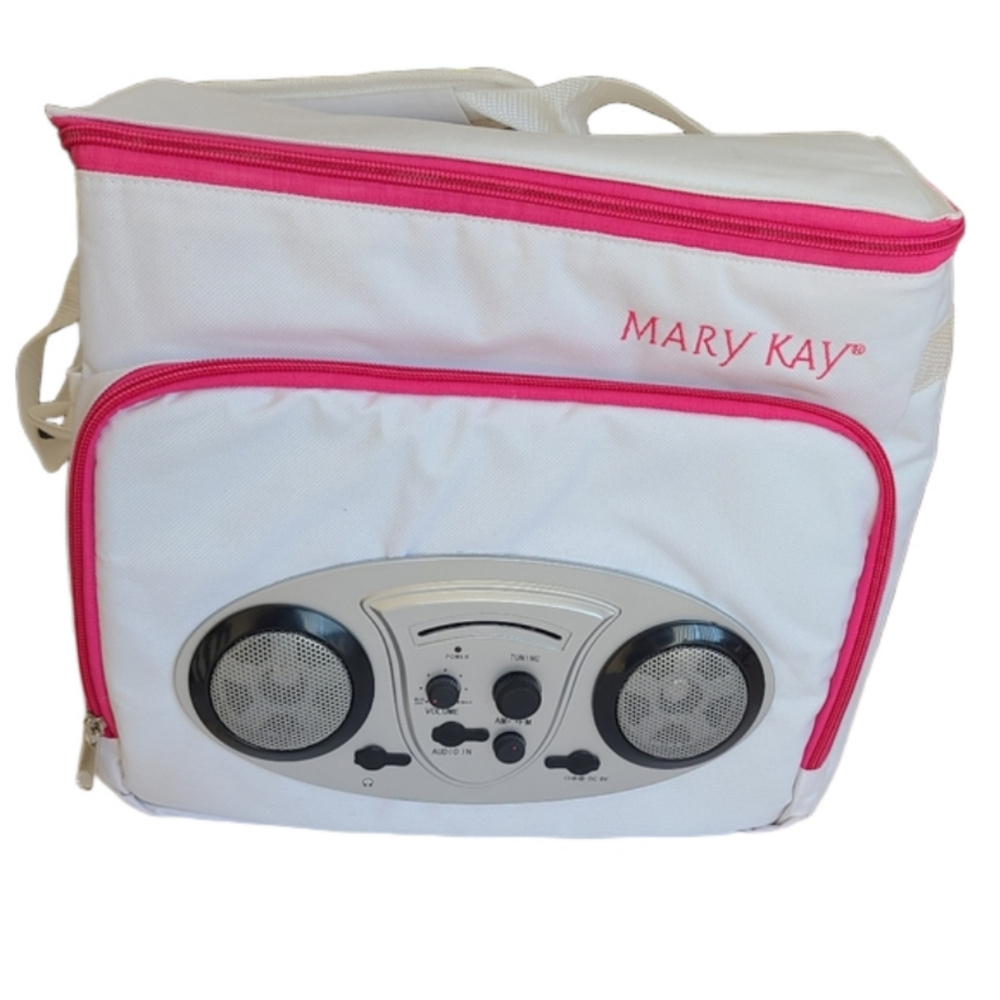 Retro 90s Mary Kay Barbie Style White Pink Cooler Bag with Speaker Boombox